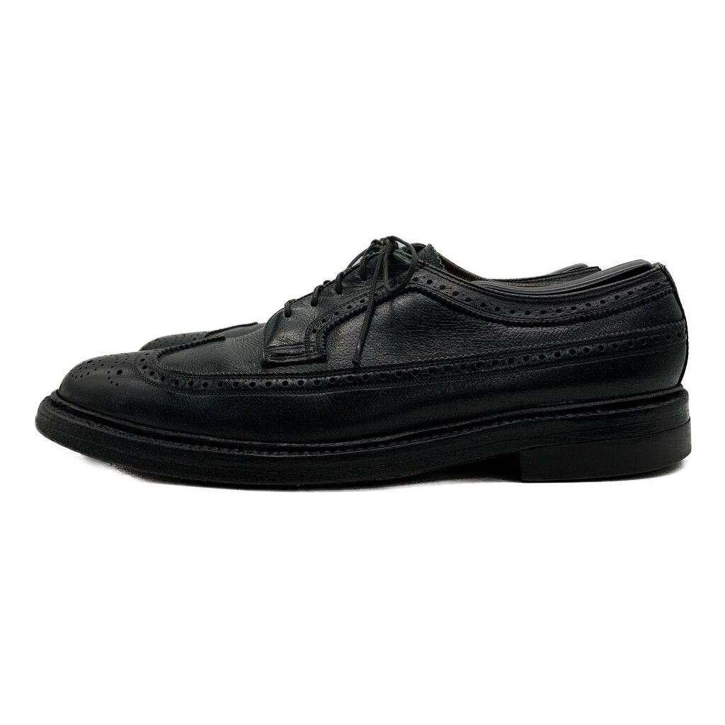70～80年代 FLORSHEIM インペリアル ケンムーア ロングウィングチップ レザーシューズ ブラック (メンズ 9 E) 中古 古着 KA1676 70～80年代 FLORSHEIM インペリアル ケンムーア ロングウィングチップ