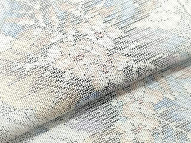 平和屋着物○本場大島紬 白大島 吉祥草花文 総絣 正絹 逸品 CAAT6912vf