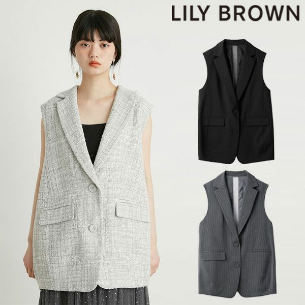 【即納】 【SALE50%OFF】 リリーブラウン LILY BROWN トップス 24春夏 コクーンバックシアードッキングジレ ベスト ノースリーブ ミドル丈 lwfj242114