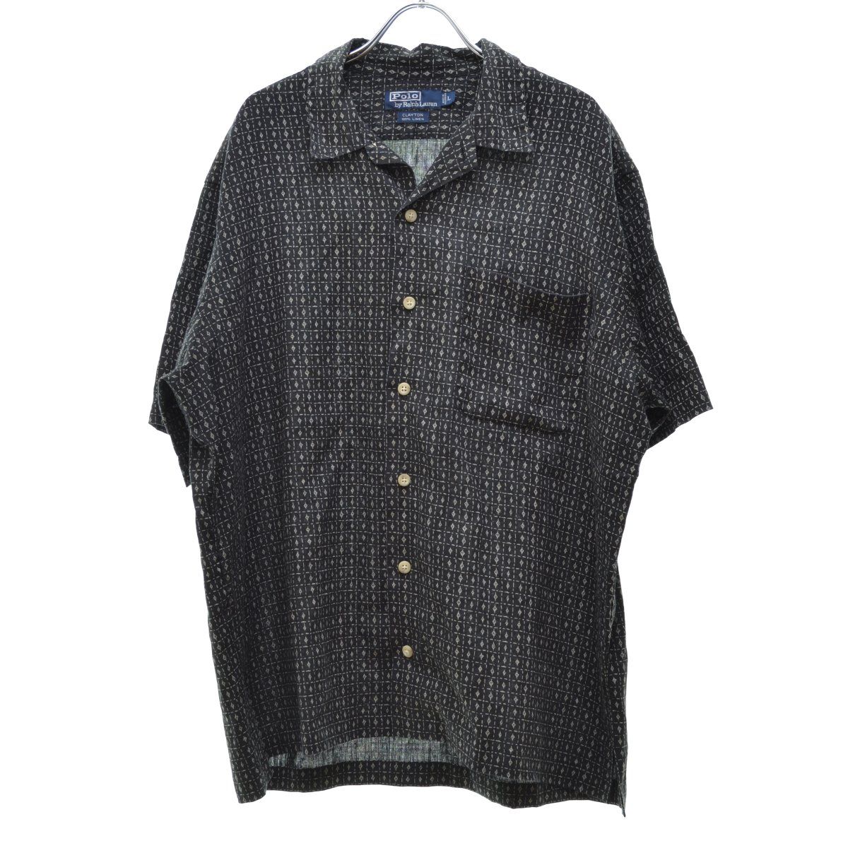 90s ラルフローレン CLAYTON オープンカラー 半袖シャツ リネン M POLORALPHLAUREN】90s CLAYTON リネン オープンカラー 半袖