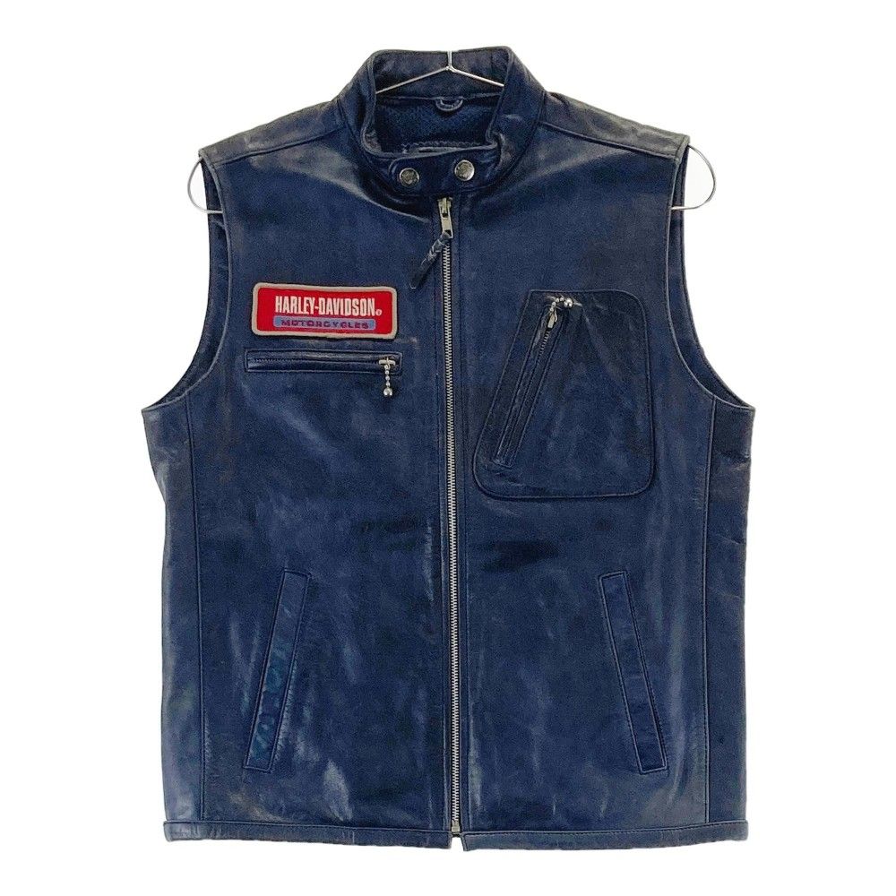 ハーレーダビッドソン　ベスト HARLEY DAVIDSON ハーレーダビッドソン レザーベスト ネイビー系 S