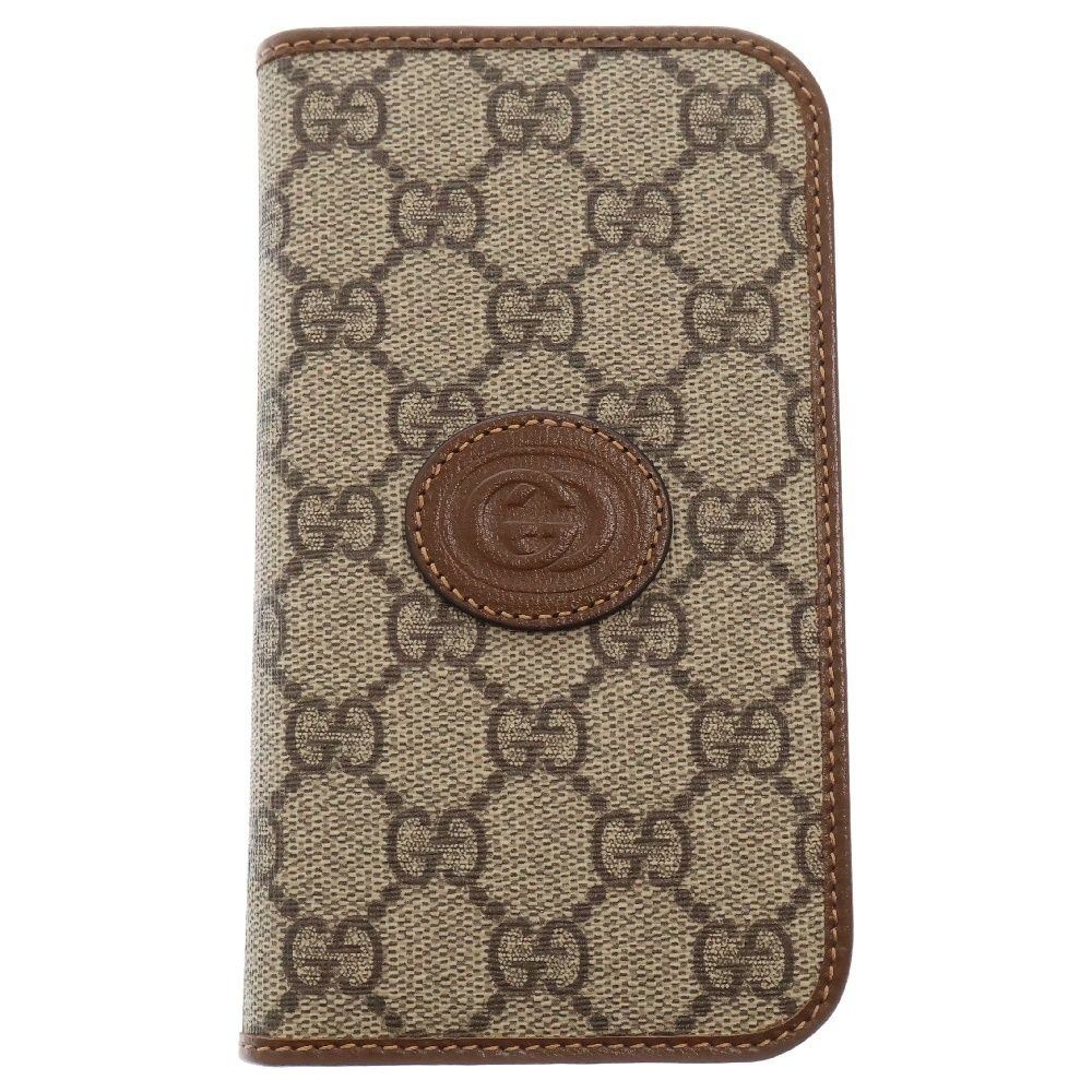 GUCCI グッチ GGスプリーム iPhone15Pro手帳型ケース アイフォンケース PVC ブラウン ベージュ 760185
