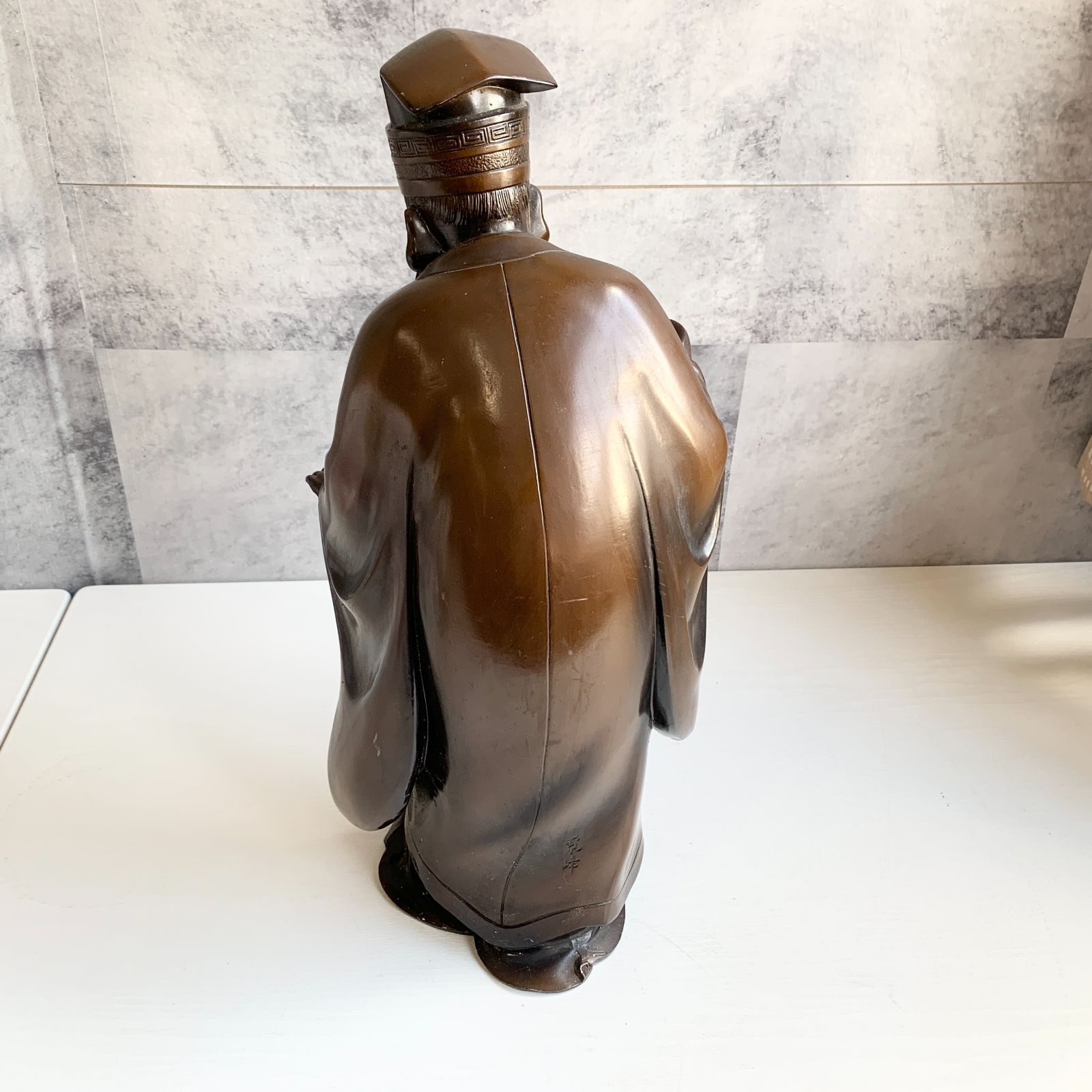 福禄寿 仙人 老人 中国 人物像 金属製 峰作 赤銅色 縁起物 めでたい