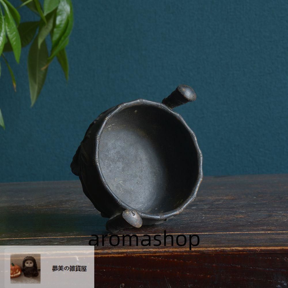 新品・未使用】銅炉 香炉【福地洞天】 三足竹節紋香炉 宣徳炉