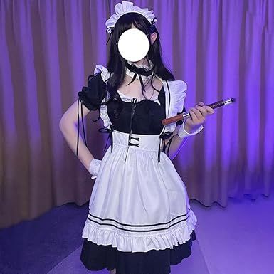 メイドエプロン ショート　5点セット 小花柄 ドレスエプロン セット 三角巾 パープル ピンク サックス