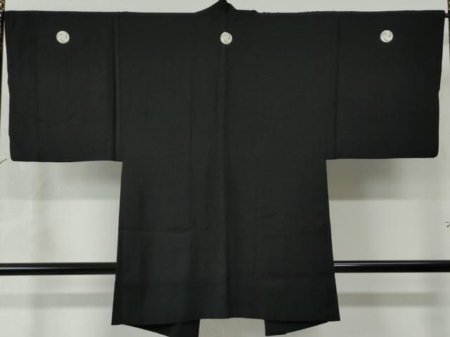 平和屋着物＃男性 長羽織 黒紋付き 正絹 逸品 CAAT5842id