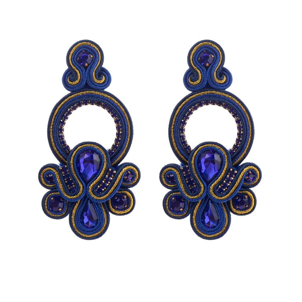 【くーちゃん】　ソウタシエ　フラメンココーム&ピアス　ハンドメイド　ブルー ソウタシエコーム | La Coqueta | フラメンコアクセサリー