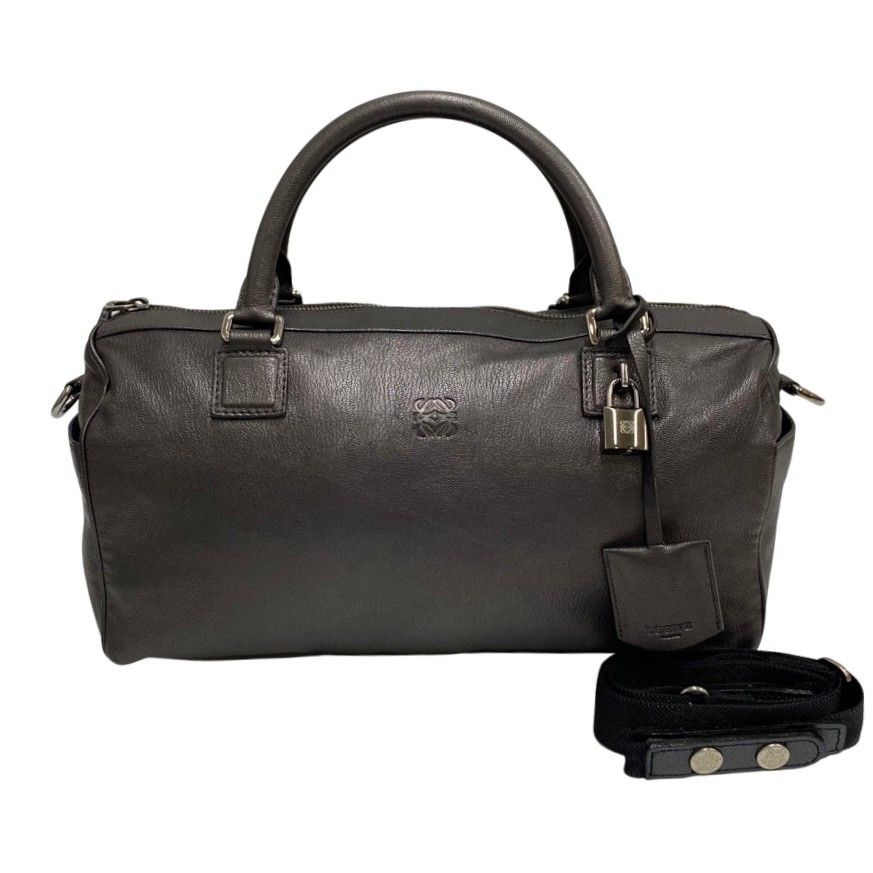 極 美品 LOEWE ロエベ アナグラム ロゴ アメ レザー 本革 2way