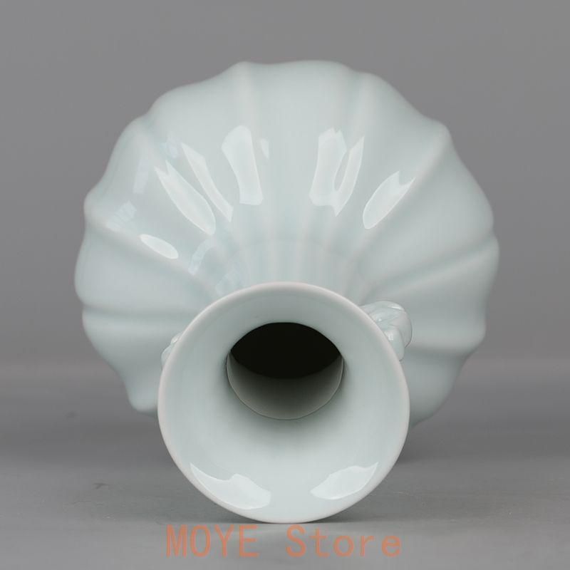 宋湖田窯影青釉瓜稜双耳瓶 景徳鎮 陶磁器 装飾品 現代工芸品美術