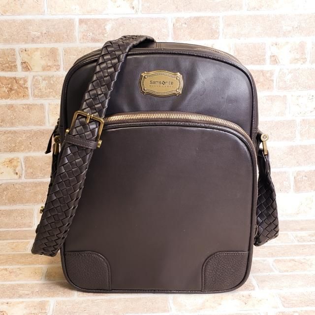サムソナイト Samsonite ☆ レザー ショルダーバッグ A4OK 焦げ茶 