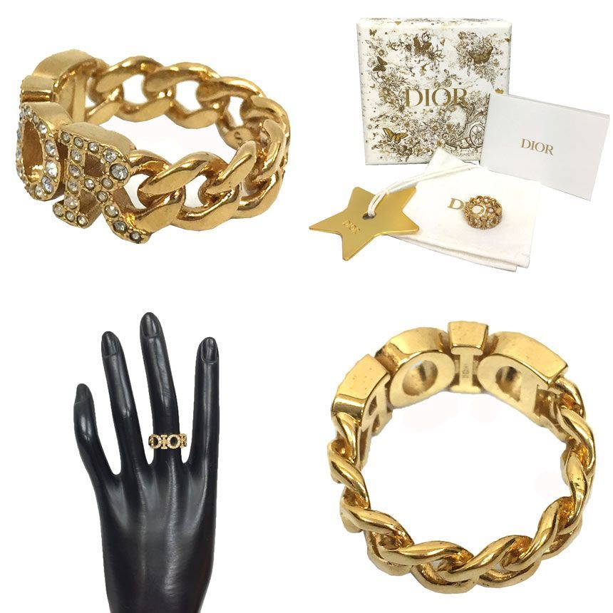 ディオール Dio(r)evolution リング Sサイズ aq11557 Dio(r)evolution Ring Gold-Finish Metal and White Crystals | DIOR