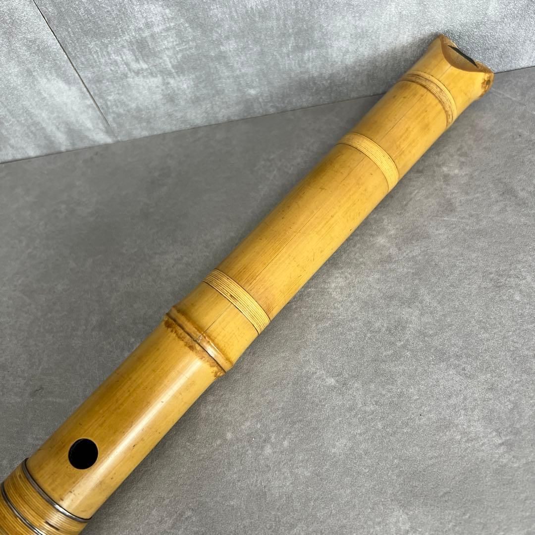 人気 尺八 琴古流 バチ型 銘あり 竹治 1印 1尺8寸 5孔 和楽器