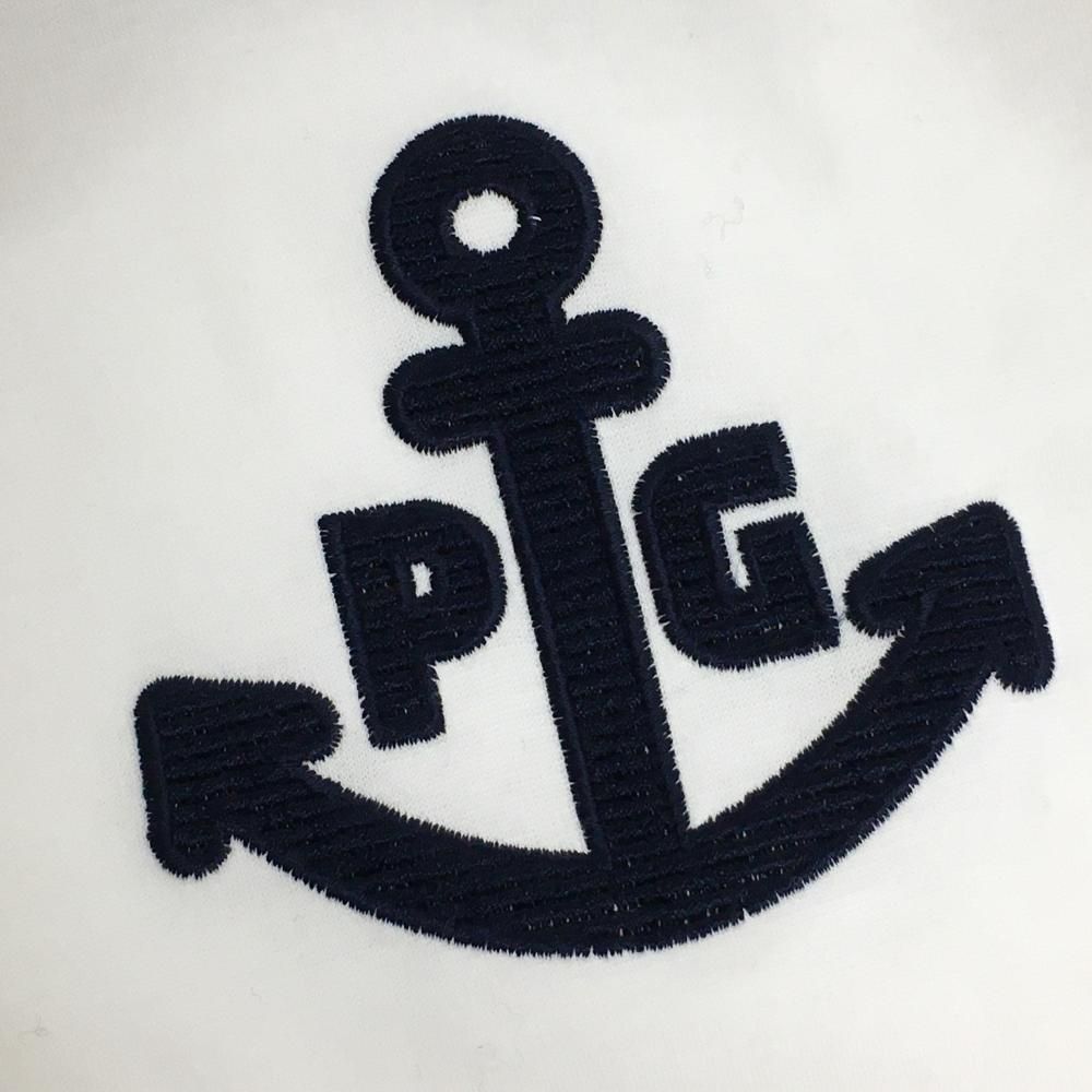 PEARLY GATES - 【美品】パーリーゲイツ 半袖ポロシャツ 白×ネイビー セーラー襟 レディース 0(S) ゴルフウェア PEARLY GATES PEARLY GATES 【超美品】パーリーゲイツ 半袖ポロシャツ