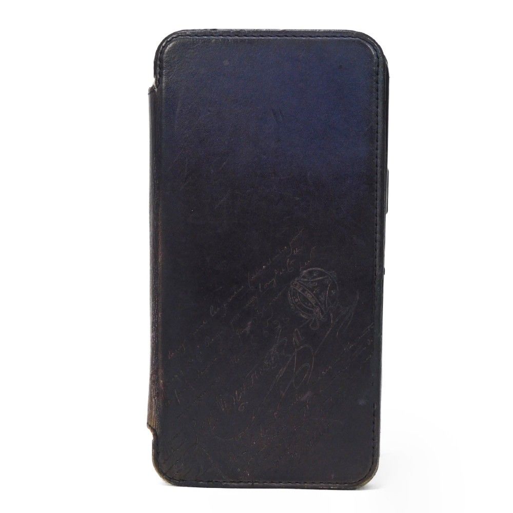 Berluti ベルルッティ スクリットレザー iPhone 12 pro Max ケース ヴェネチア 手帳型 iPhoneケース カリグラフィ パープルフラッシュ スマホケース