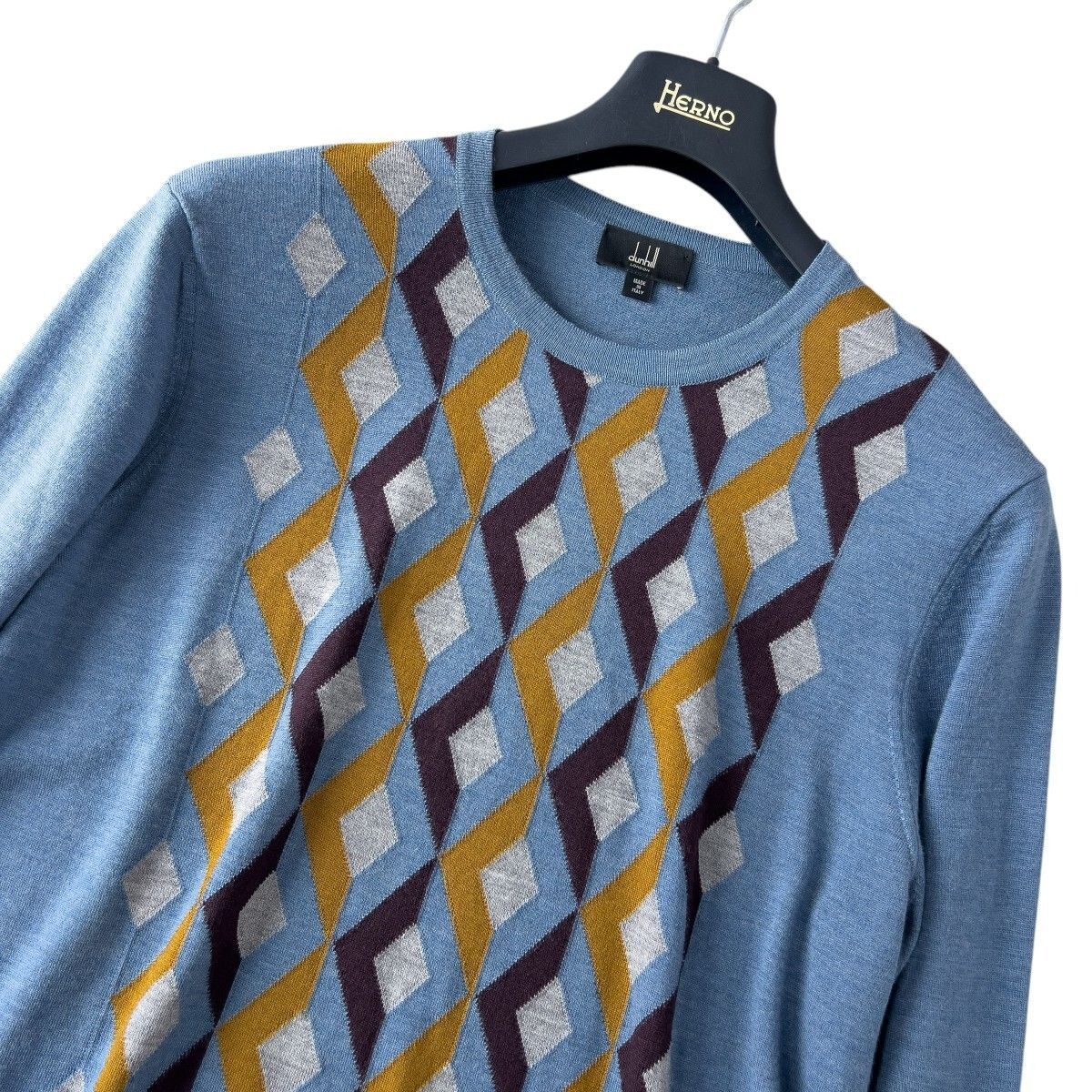 美品 イタリア製 dunhill ダンヒル メンズ XL 上質 シルク × ウール 