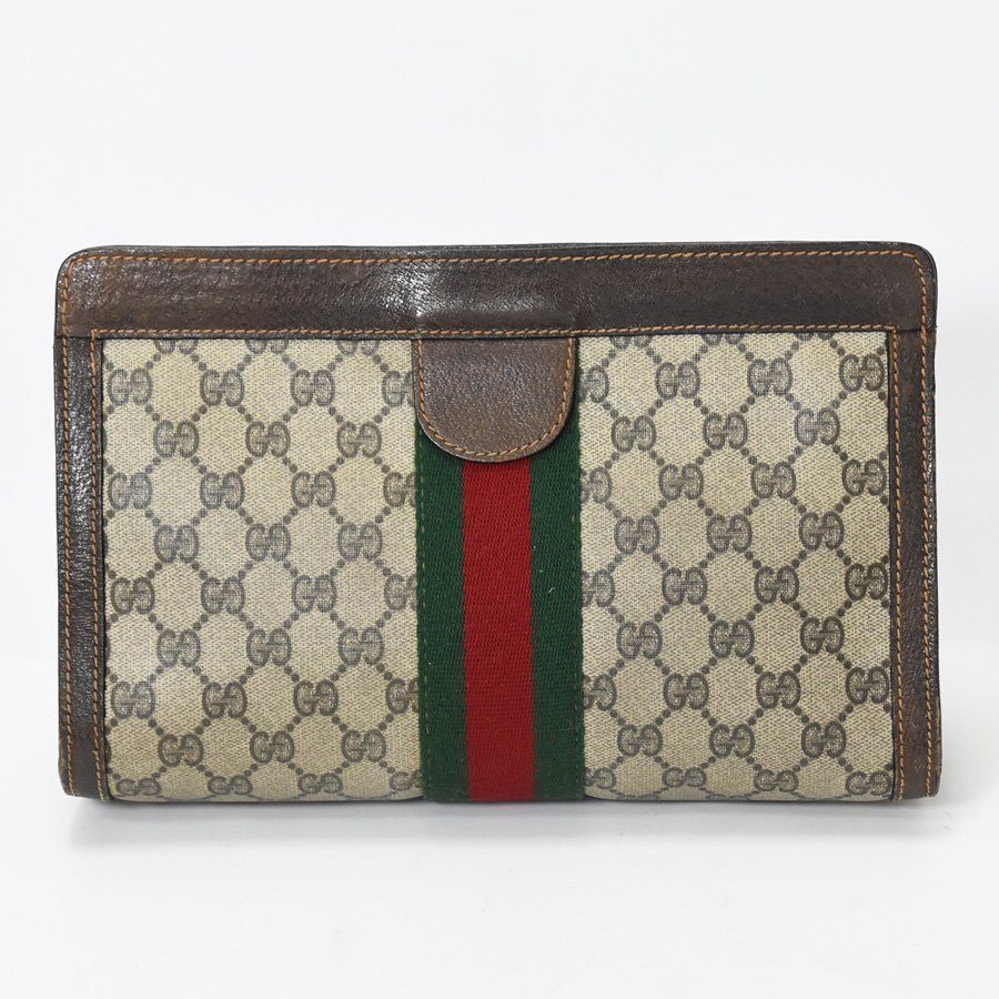 GUCCI クラッチバッグ シェリーライン GG レザー PVC セカンドバッグ GUCCI クラッチバッグシェリーラインレザーセカンドバッグGG PVC