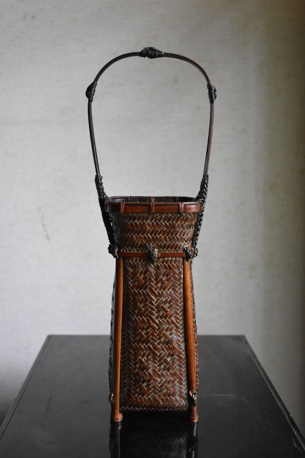 花入 花生 高さ41.5cm 竹筒付属 竹製 花籠 竹籠 花道 華道 活花
