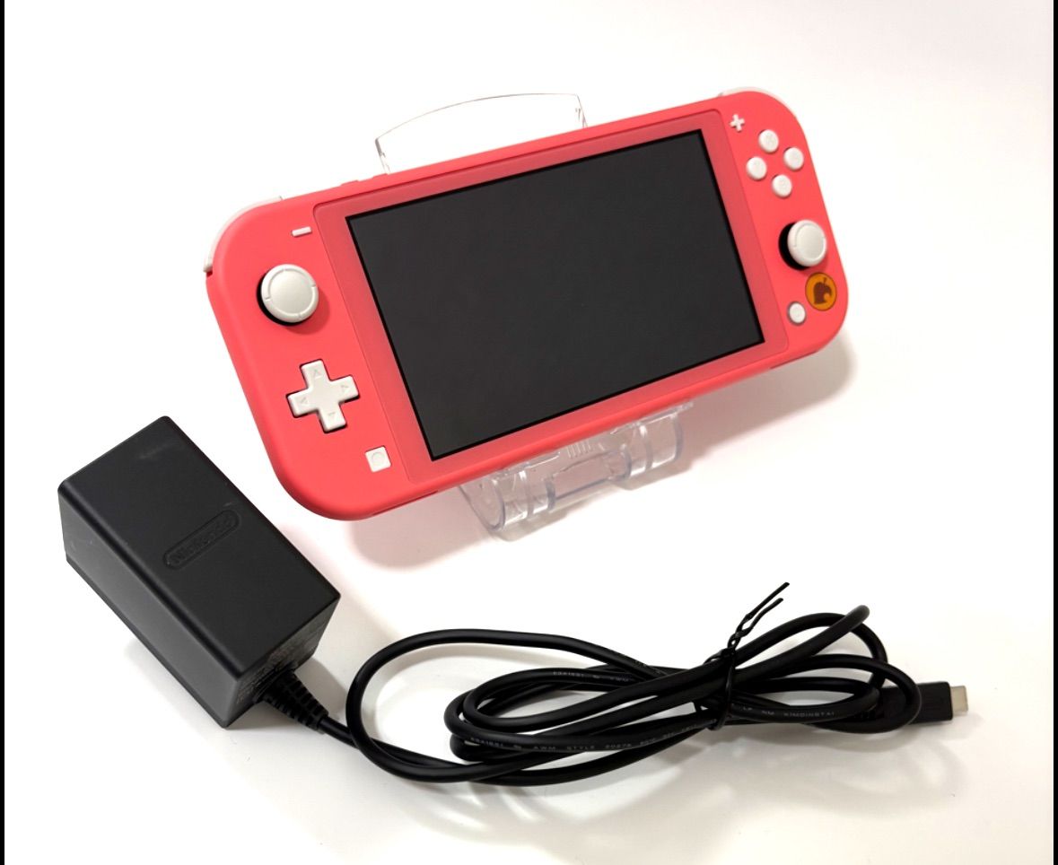 1ヶ月保証 Switch lite どうぶつの森ピンク、ACアダプター付き
