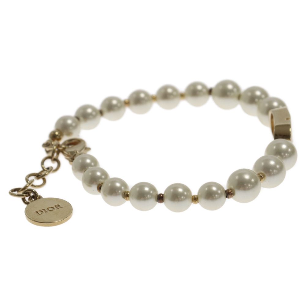 Dior ブレスレット モンテーニュ 30 パール ゴールド ロゴ 30 Montaigne Bracelet Gold-Finish Metal and White Resin