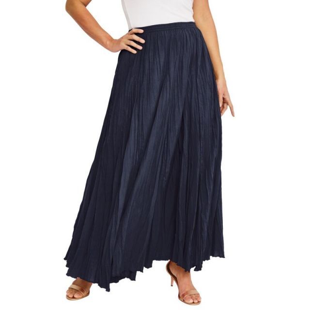 【送料無料】 ジェシカロンドン レディース スカート ボトムス Jessica London Women's Plus Size Flowing Crinkled Maxi Skirt Navy