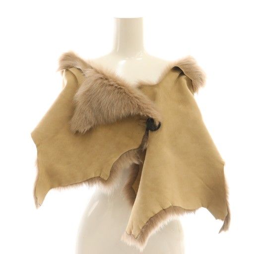 カールドノヒュー KARL DONOGHUE ムートン ケープ 羊革 ベージュ |HK OS