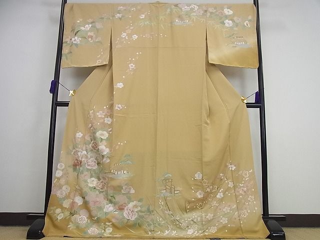 平和屋1■極上　訪問着　総刺繍　枝花文　金糸　逸品　未使用3s3924