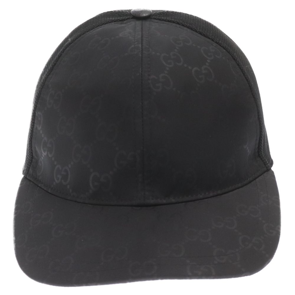 GUCCI ブラックメッシュキャップ GGロゴ GUCCI (グッチ) GGロゴナイロン/メッシュキャップ 帽子 ブラック