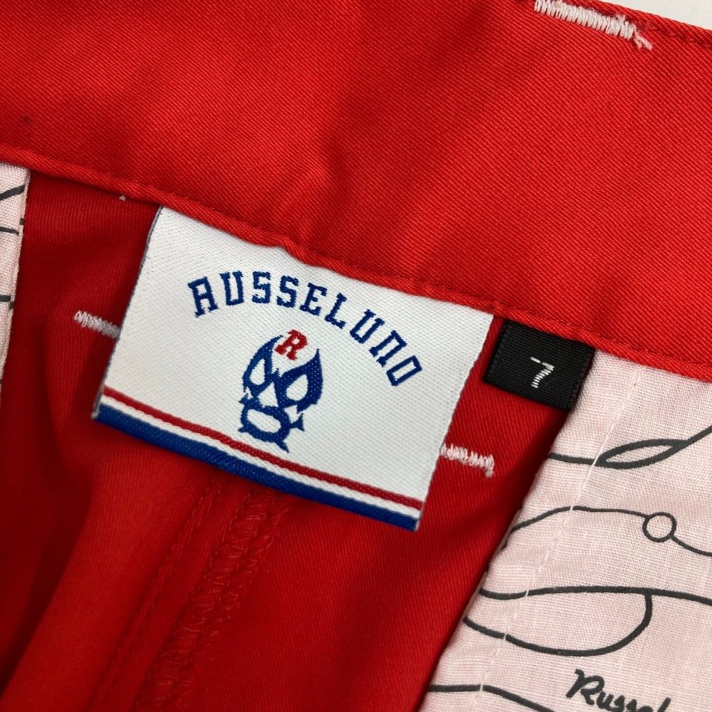 新品 ラッセルノ ゴルフ ルチャ 刺繍ロゴ ロングパンツ レッド 春夏 L 5 サイズ：7 RUSSELUNO ラッセルノ ロングパンツ ルチャ刺繍