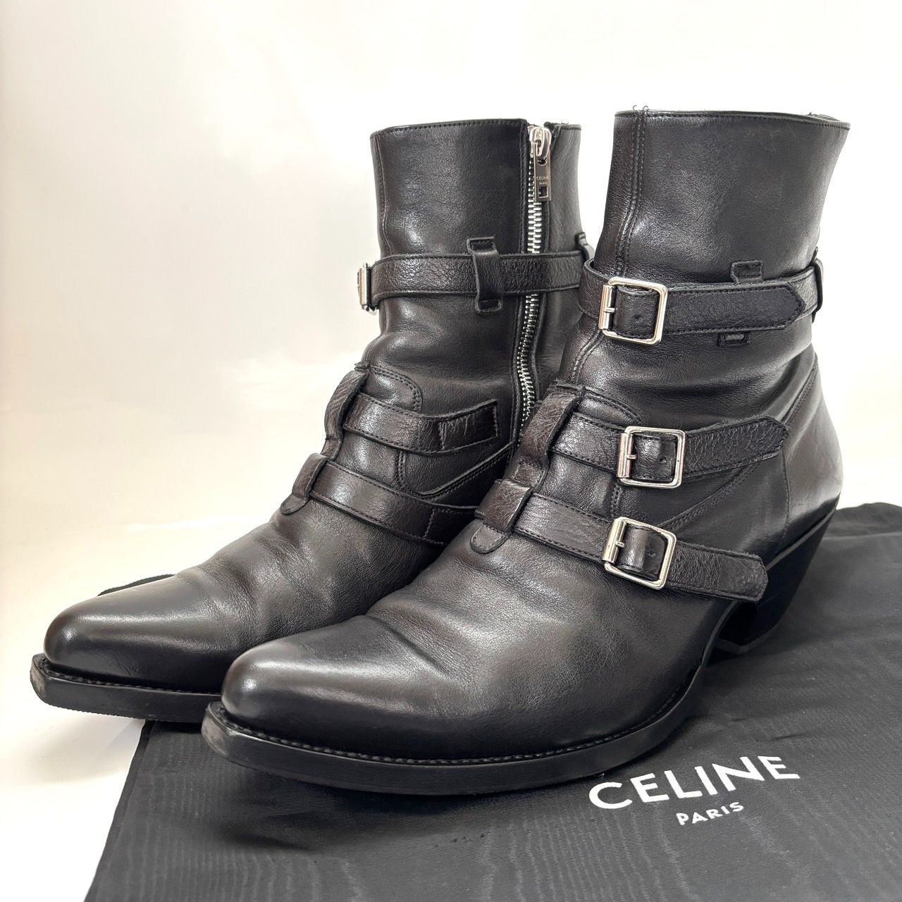 保存袋付き CELINE BERLIN BOOTS 42 セリーヌ ベルリン キャバルリージップドブーツ エディスリマン メンズ 日本サイズ27.5cm相当