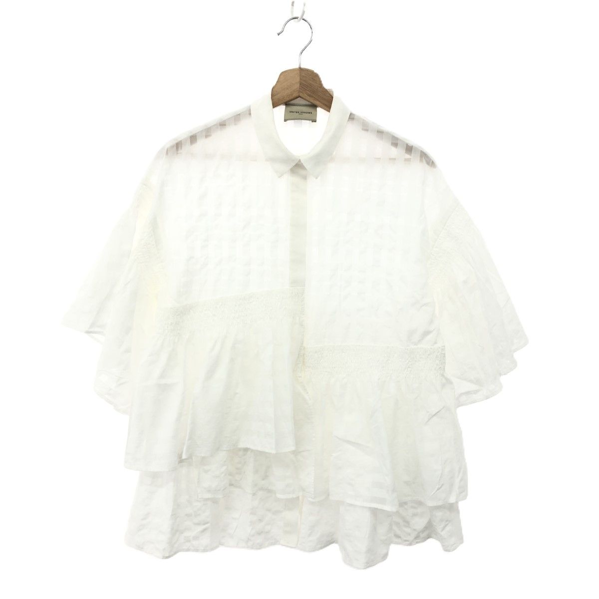 良品 23SS yori ヨリ デニム風ビッグカラーショートブラウス 七