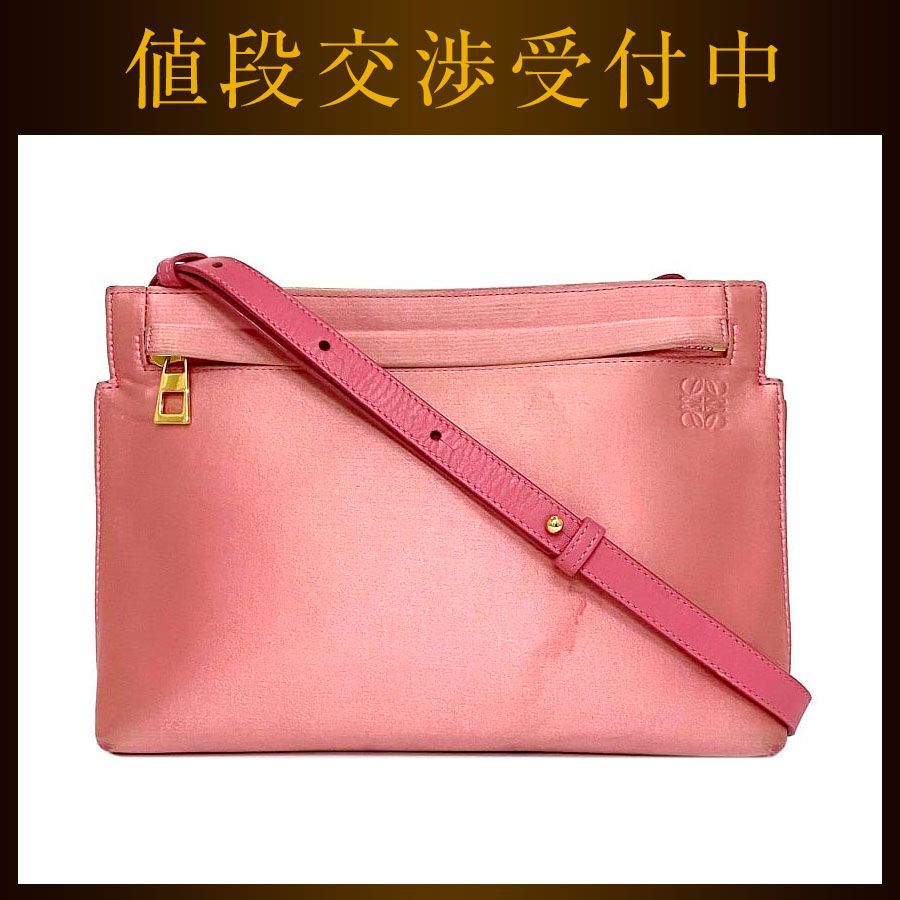 極美品】ロエベ Tポーチ リピートアナグラム クラッチバッグ レザー 白