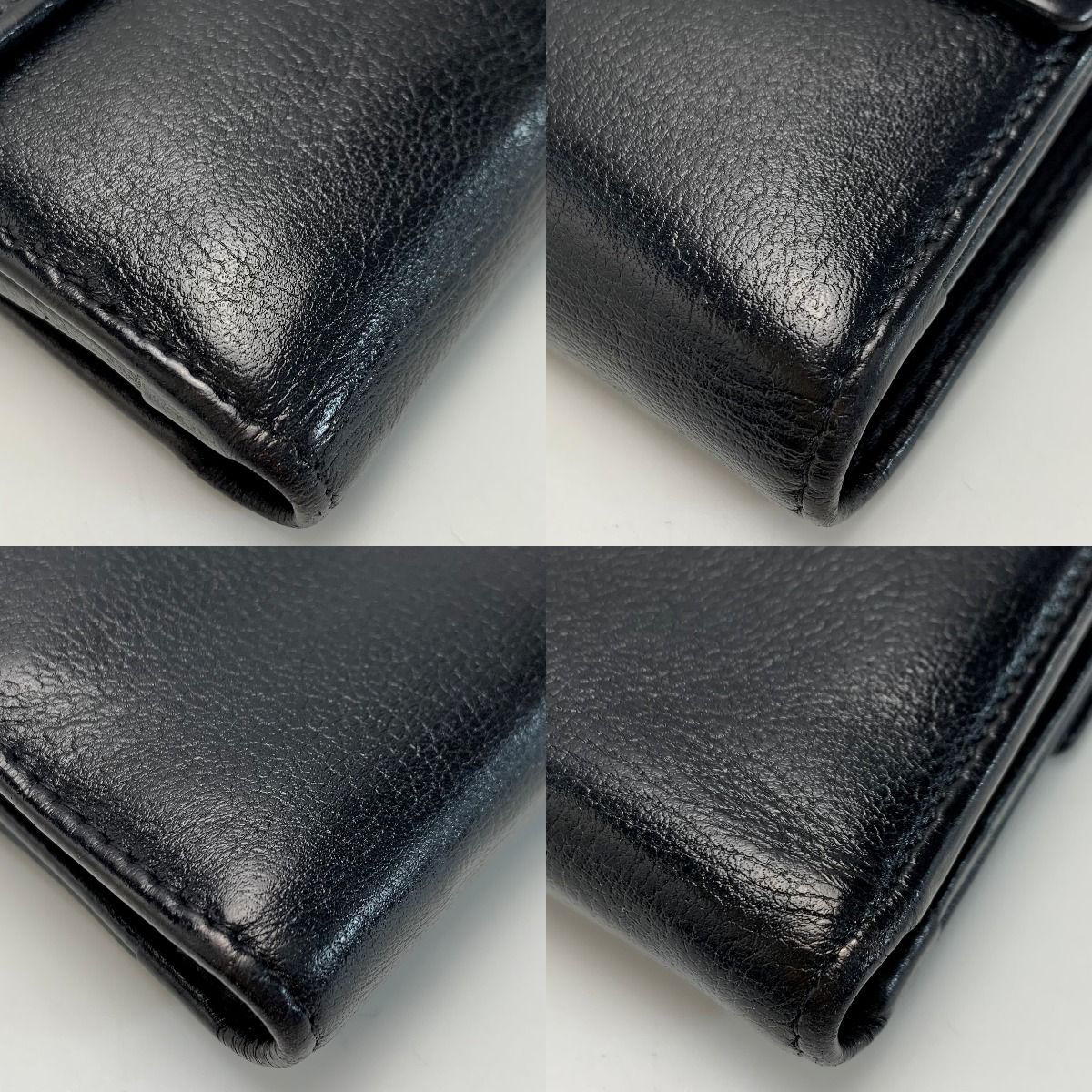 CHANEL シャネル レザー カメリア 09EK411 ブラック 2つ折り財布