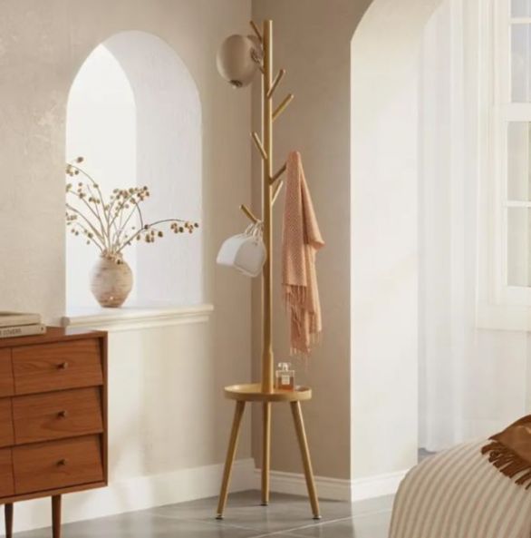 ハンガーラック コートラック おしゃれ 多機能 アクセサリースタンド シンプル ナチュラル おすすめ 高さ調節 転倒防止 無垢材 スリム コンパク