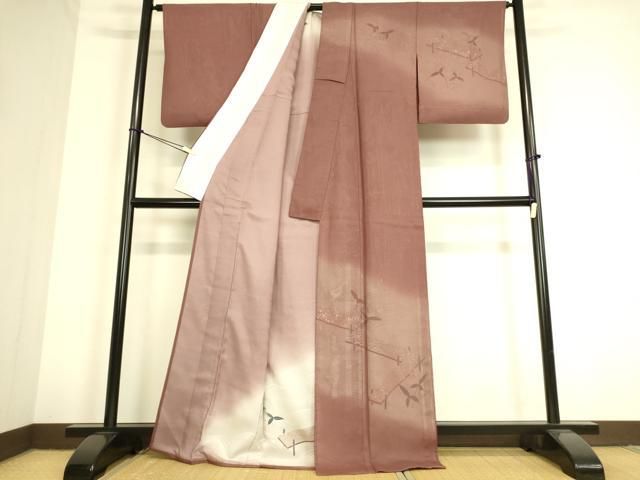 平和屋着物▽訪問着 無双 紗袷 紗×絽 流水渡橋花文 正絹 逸品