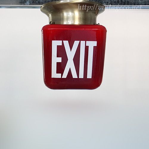 アンティーク EXIT ガラス シェード レッド + シーリング ライト ソケット E26 天井ライト ランプ カフェ・店舗 照明 レトロ A240502
