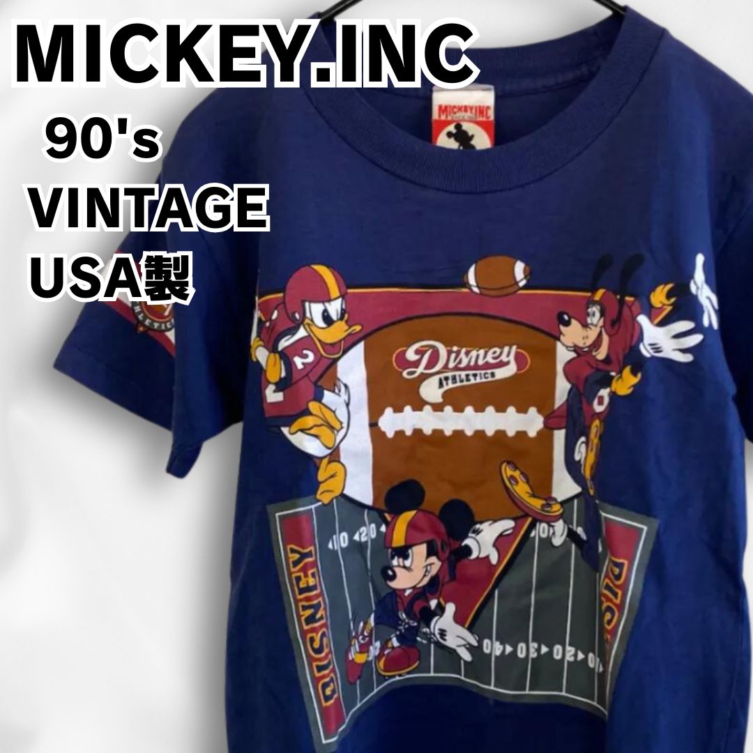 MICKEY.INC 90's VINTAGE USA製 ディズニー ミッキーマウス FOOTBALL T 