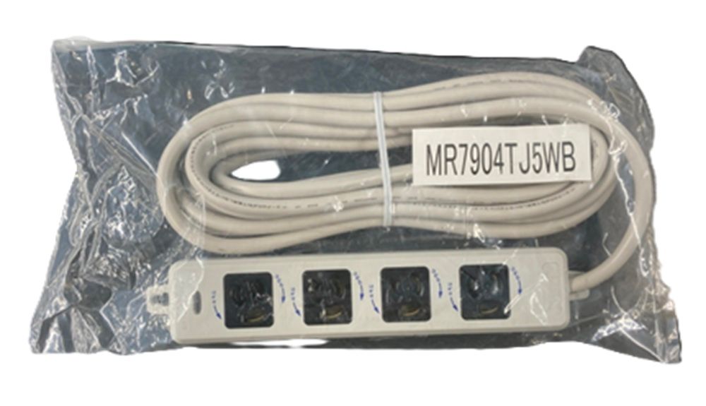 横型OA用抜け止め接地タップ　4コ口タイプ5m 横形OA用抜け止め接地タップ4コ口 接地プラグ付 明工社 3P電源タップ