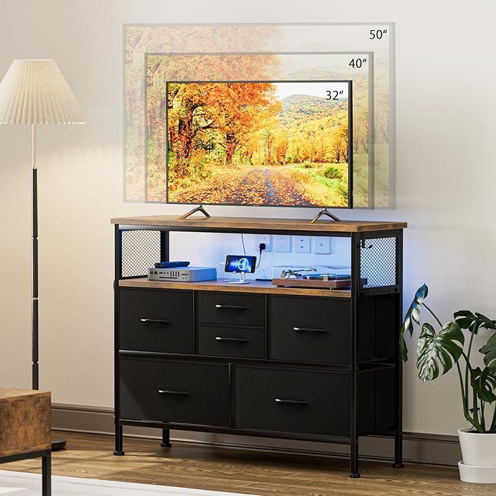 IKIFLY収納チェストタンス収納USBポート付き大容量引き出し箪笥布製