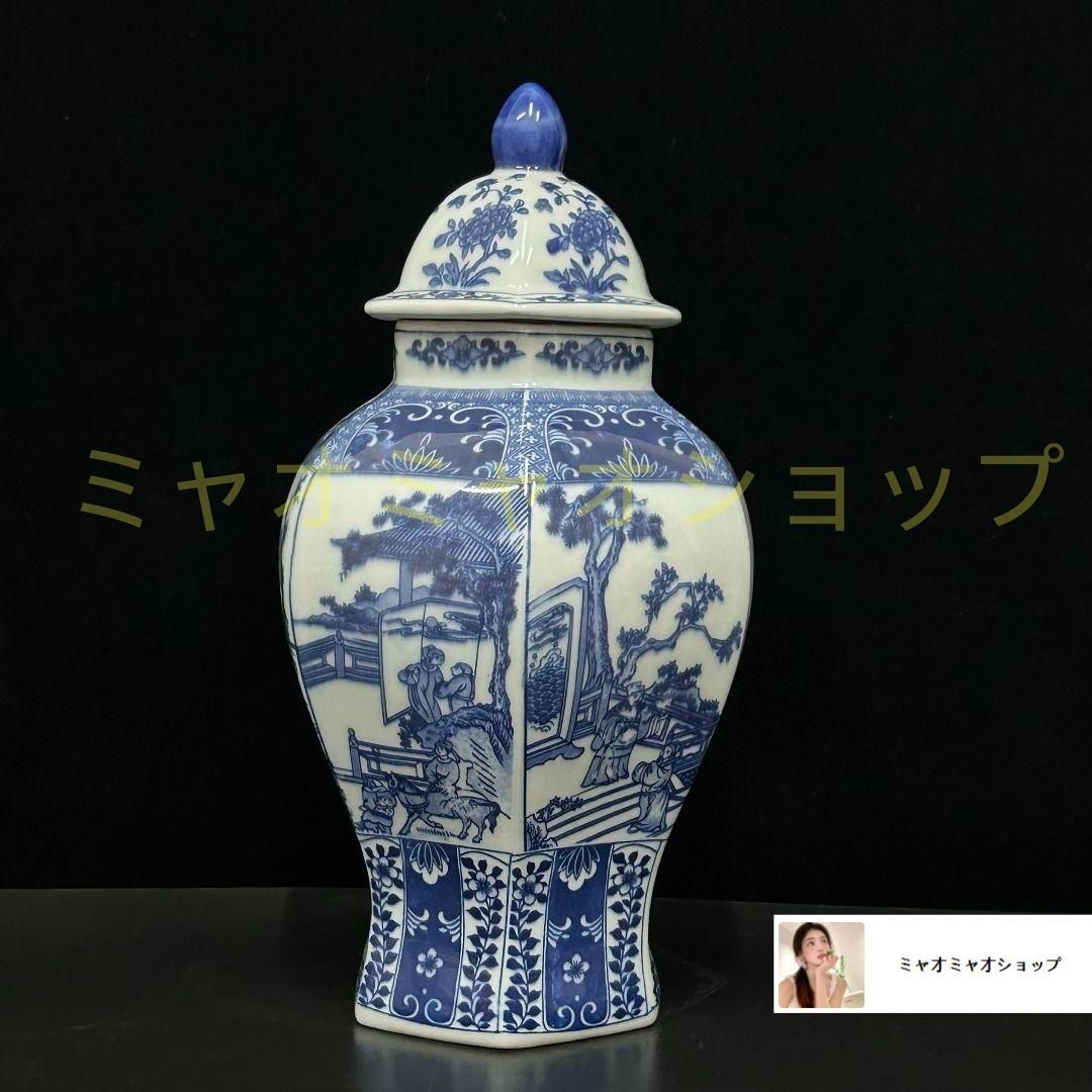 清乾隆青花花?六方将?罐 景徳鎮 陶磁器 装飾品 現代工芸品 美術