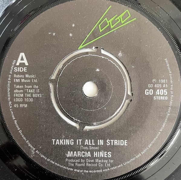 英7” Marcia Hines Taking It All In Stride GO405 Logo /00080
