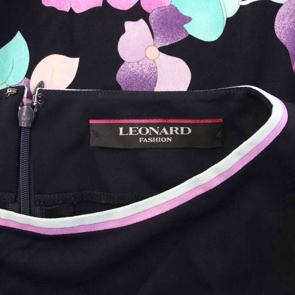 レオナール LEONARD チュニック ひざ丈ワンピース カンカン素材 ブラック レオナール LEONARD チュニック ひざ丈ワンピース カンカン素材
