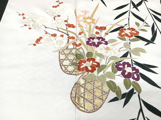 平和屋着物□訪問着 刺繍 花籠文 金彩 正絹 逸品 CAAV8395xe