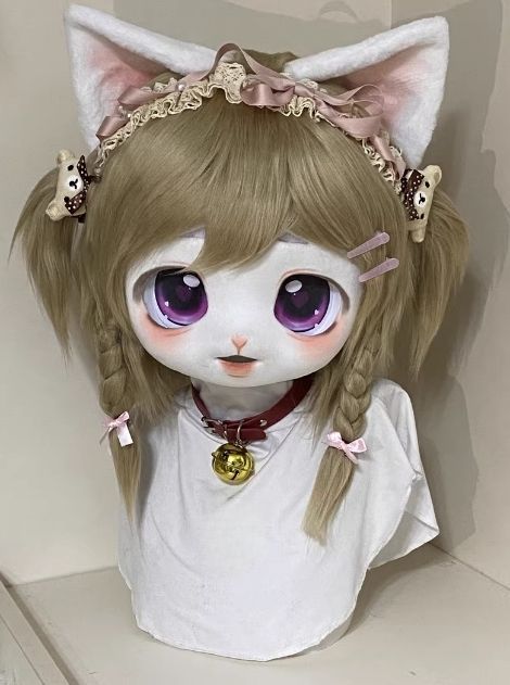 ケモノ 着ぐるみ コスプレ ファーマスク　ヘッド　マクス 着ぐるみヘッド ファースーツ キツネ 水色 男女兼用 全頭ヘッド