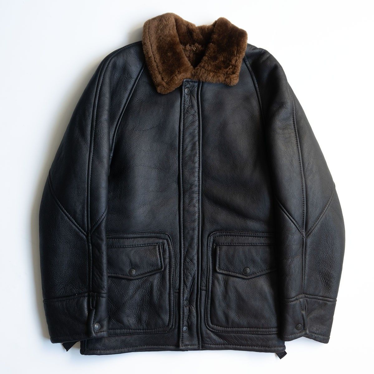 【美品】SCHOTT【ムートン ジャケット】36 ブラック×ブラウン フライト レザー ショット 25090100 美品】SCHOTT【ムートン ジャケット】36 ブラック×ブラウン フライト