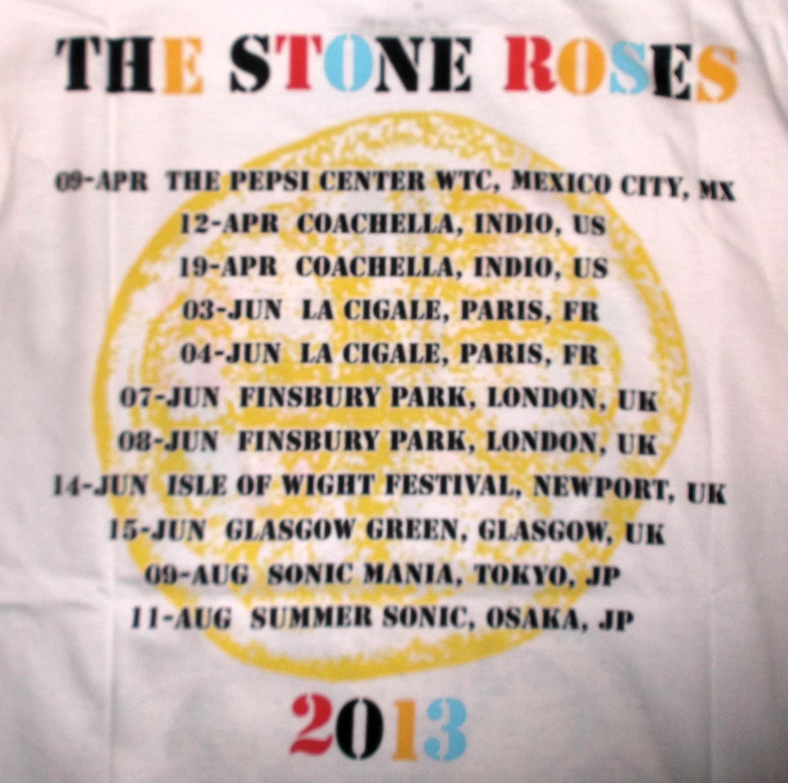ストーン ローゼス Tシャツ Stone Roses Tour 2013 白 正規品 ロックT 