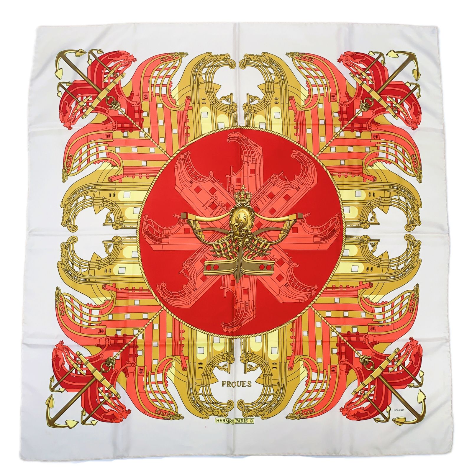 HERMES エルメス カレ90 プロテウス PROUES スカーフ HERMES エルメス カレ90 PROUES プロテウス アイボリー x レッド