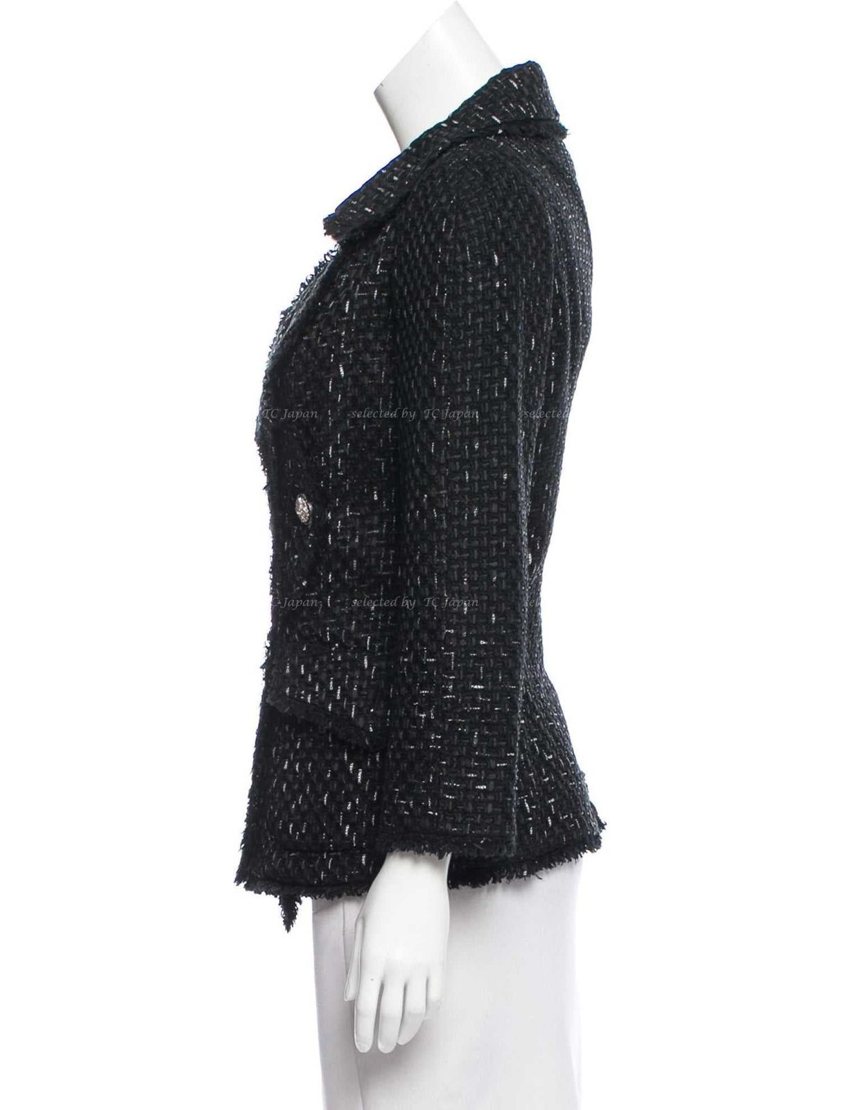 シャネル ジャケット CHANEL 131万 ブラック ロゴ リボンテープ 憧れの
