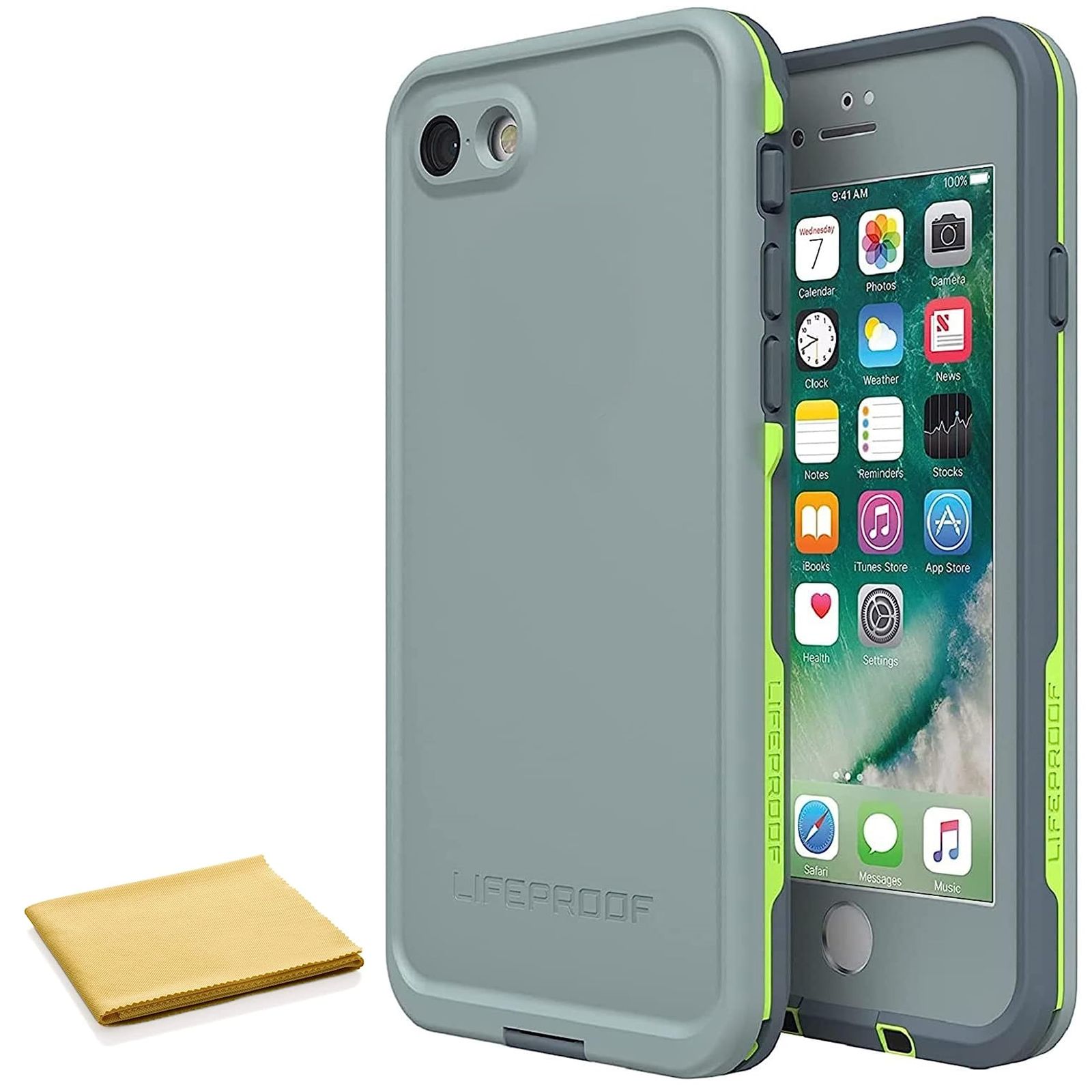 LifeProof FRu0026 シリーズ 防水ケース iPhone SE (第3世代および第2世代) u0026 iPhone 8/7 (プラスではありません) 用 クリーニングクロス付き - 非小売パッケージ - ドロップイン(アビス/ライム/嵐の天