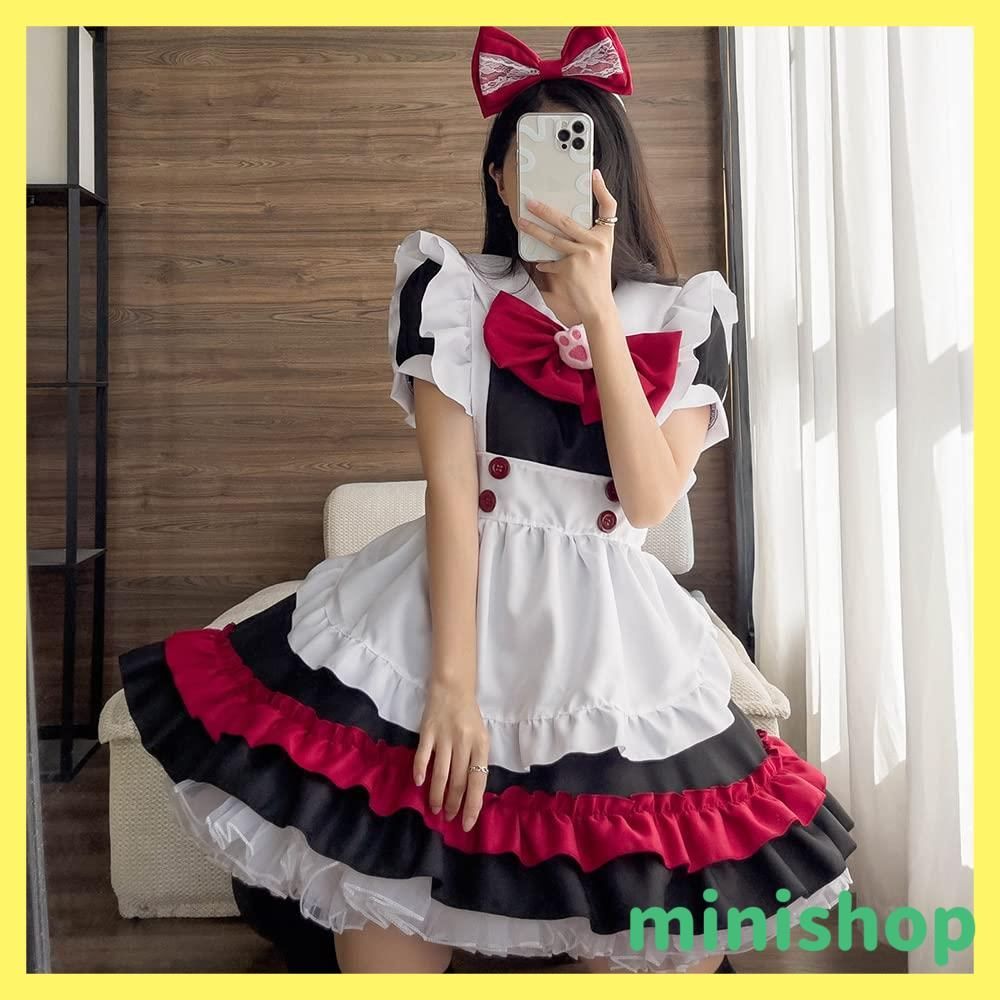 在庫処分】[RPFLQ] メイド服 レッド 猫の爪 コスプレ ハロウィン 仮装 レディース セクシー エプロン カチューシャ 衣装 可愛い 大人用  ワンピース 7点セット ニーハイソックス付き - メルカリ