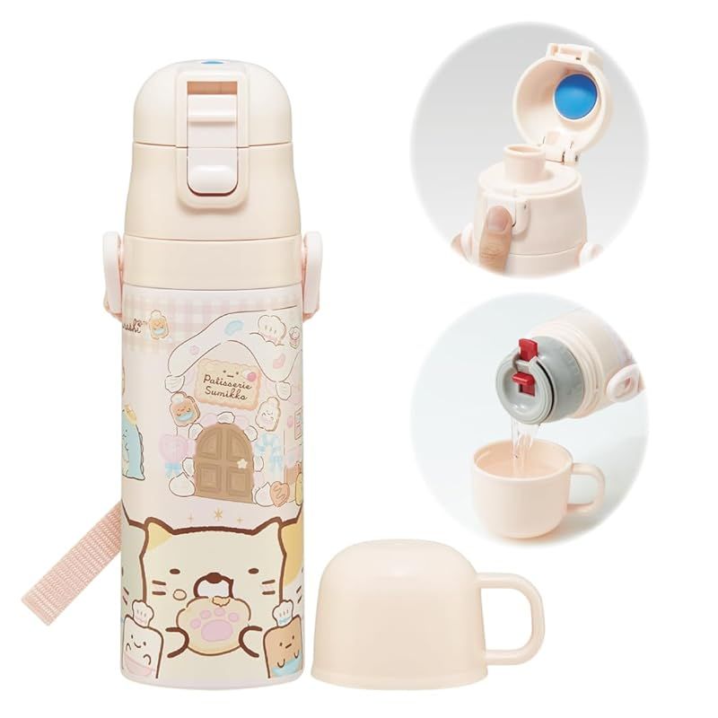 【新着商品】スケーター(skater) 子供用 ステンレス 水筒 2way 直飲み 470ml コップ飲み 430ml すみっコぐらし おかし屋さん 子供に優しい軽量タイプ 女の子 保温・保冷waterbottle スポーツボトル か